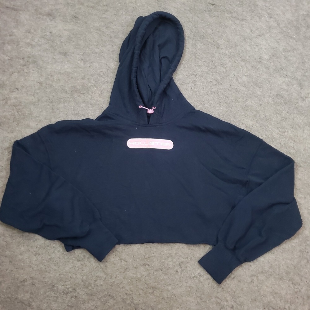 Hollister Sweater Womens M Medium Blue Hoodie Long Sleeve Cropped Pullover‎